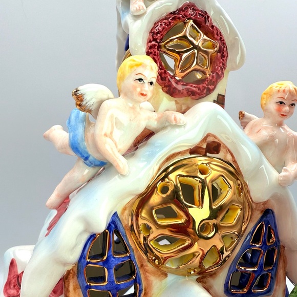 Grandeur Noel Vintage Lighted Ceramic Christmas Holiday Angels House 12” x7” x7” - Picture 4 of 10